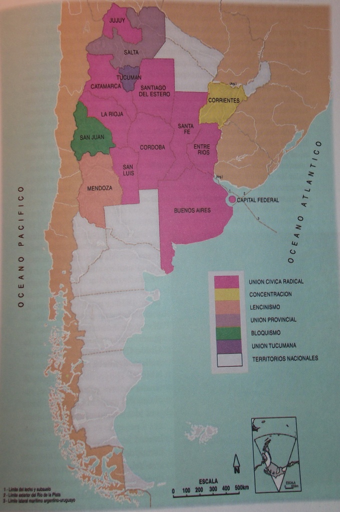 Elecciones presidenciales de 1922. Partidos triunfantes por provincias.